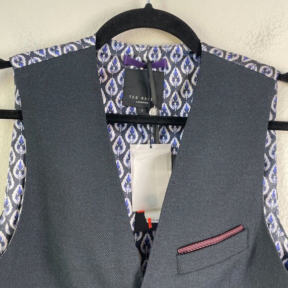 NEW $225 Ted Baker Mens US 34 Business Formal Navy Suit Vest Button Waistcoat - Picture 2 of 11